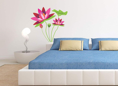 Asmi Collections 78 cm Beautiful Lotus Flower Self Adhesive Sticker(Pack of 1)