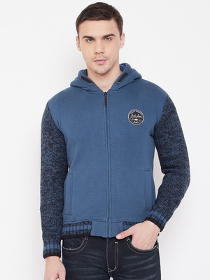 DUKE Self Design Hooded Neck Casual Men Blue Sweater