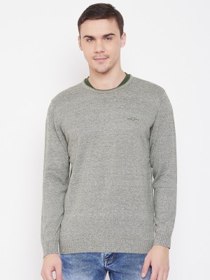 DUKE Solid Round Neck Casual Men Green Sweater