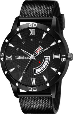 Billion Dial Black Mesh Strap Day & Date Feature Water-Resistant Quartz Men Analog Watch  - For Boys