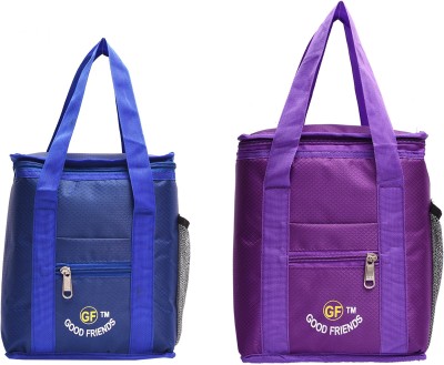 GOOD FRIENDS Combo 2 Lunch Tiffin Bags Waterproof Lunch Bag Waterproof Lunch Bag(Purple, Blue, 10 L)