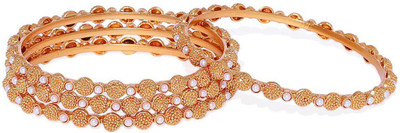 ACCESSHER Brass Gold-plated Bangle Set(Pack of 4)