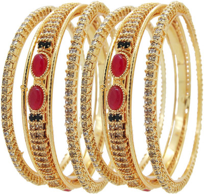 Biyu Alloy Cubic Zirconia Gold-plated Bangle Set(Pack of 2)