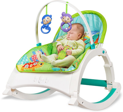LuvLap Jungle Quest Newborn to Toddler Rocker Bouncer turn Recline Chair Rocker(Green)