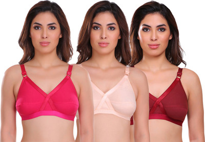 Arousy by Arousy Women Full Coverage Non Padded Bra(Maroon, Pink, Beige)