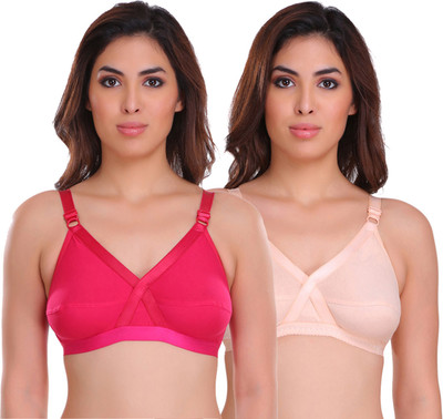 Arousy by Arousy Women Full Coverage Non Padded Bra(Pink, Beige)