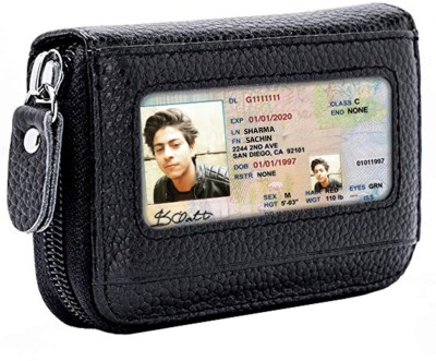 StealODeal RFID Black Leather Zip Credit 10 Card Holder(Set of 1, Black)