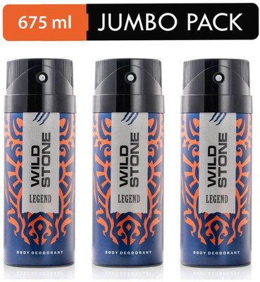 Wild Stone Legend Deodorant Spray  -  For Men  (675 ml, Pack of 3)