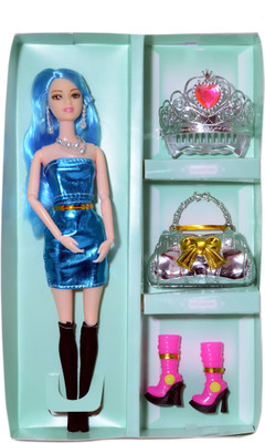 mohini collection Stylish Doll with Foldable Hand And Blue Hair(Multicolor)