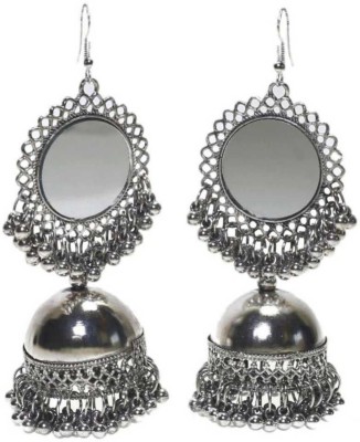 Unique Collection Unique Collection Beautiful Oxidized Silver Plated Earrings Set for Girls and Women Alloy Jhumki Earring