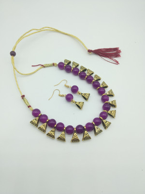 JewelShadi Alloy Gold-plated Purple Jewellery Set(Pack of 1)