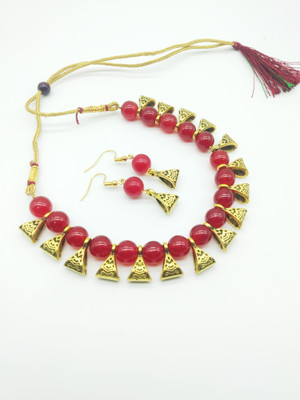 JewelShadi Alloy Gold-plated Red Jewellery Set(Pack of 1)