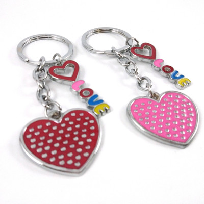 Isk MULTICOLOR HEART SHAPED LOVE KEYCHAINS PACK OF 2 Key Chain