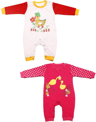 babeezworld Romper For Boys & Girls Casual Printed Pure Cotton(Multicolor, Pack of 2)