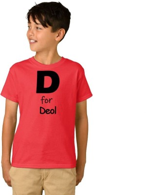 Exoctic Silver Boys Typography Cotton Blend T Shirt(Red, Pack of 1)