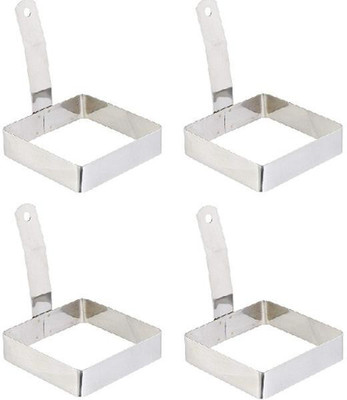 Dynore Stainless Steel Set of 4 Square Egg Ring with Handle Stainless Steel Cupcake/Muffin Mould(Pack of 4)