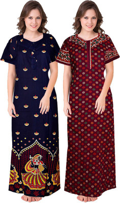 SILVER ORGANISATION Women Nighty(Blue, Maroon)