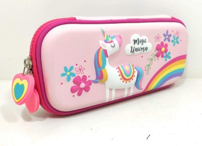 FunBlast Unicorn cartoon Art, Pencil Pouch Art Canvas Pencil Box(Set of 1, Pink)