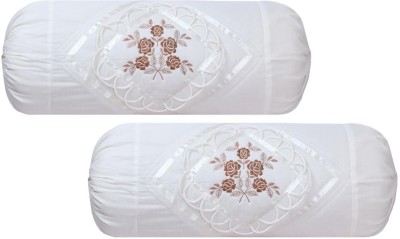 Divine Homes Cotton Bolsters Cover(Pack of 2, 38 cm*80 cm, White)