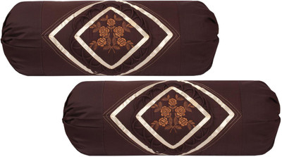 Divine Homes Cotton Bolsters Cover(Pack of 2, 38 cm*80 cm, Brown)