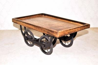 MODERNCOLLECTION Wood Cart Snack Serving Platter for Dining Table Tray