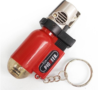 ASRAW Refillable Cylindrical shaped Windproof Jet Flame Lighter with Fixed Fire Switch ( Red ) (Without Fuel - Empty Lighter) Pocket Lighter(Red)