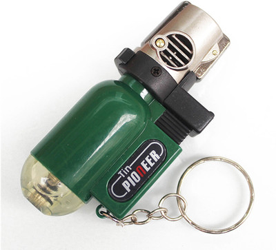 ASRAW Refillable Cylindrical Shaped Windproof Jet Flame Lighter with Fixed Fire Switch ( Green ) (Without Fuel - Empty Lighter) Pocket Lighter(Green)