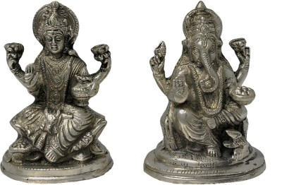 jy Brass Panchdhatu Lakshmi - Ganesh God Idol Set Lite Silver Colour Decorative Showpiece  -  18 cm(Brass, Silver)