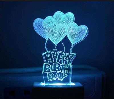 Patel Sell 3D Illusion LED Light Night Lights for 7 LED Colors Changing Lighting Touch USB Charge Table Desk Bedroom Decoration Decorative Lighting Gifts for Boys Girls Kids Baby Friends (Love) Happy Birthday Night Lamp (15 cm, Multicolor) Night Lamp(10 cm, Multicolor1)
