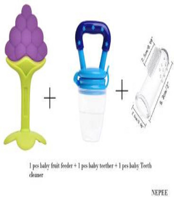 Enjoy Life Silicone Baby Fresh Fruit Food Feeder/teeth cleaner / baby teether combo pack Teether and Feeder(Multicolor)