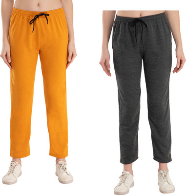 IndiWeaves Solid Women Grey, Yellow Track Pants