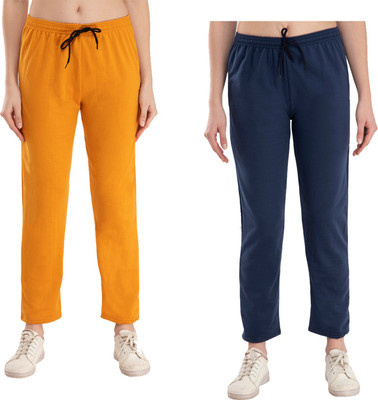 IndiWeaves Solid Women Blue, Yellow Track Pants