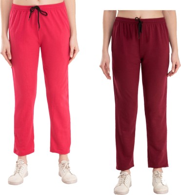 IndiWeaves Solid Women Maroon, Pink Track Pants