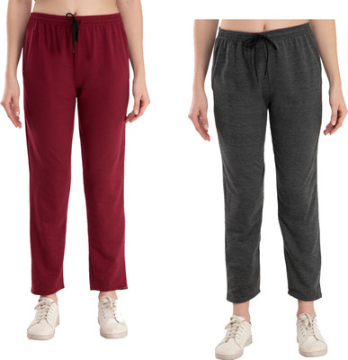 IndiWeaves Solid Women Maroon, Grey Track Pants