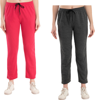 IndiWeaves Solid Women Pink, Grey Track Pants