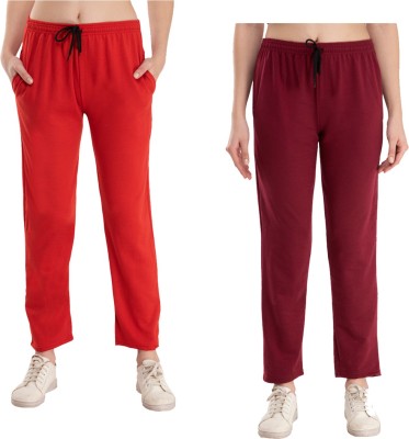 IndiWeaves Solid Women Red, Maroon Track Pants