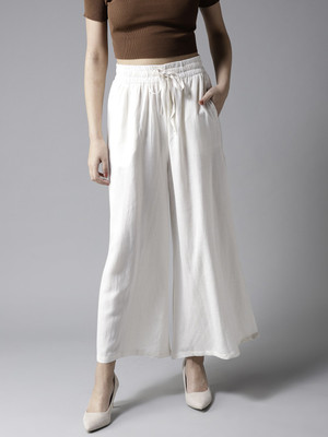 LAHARI Regular Fit Women White Trousers
