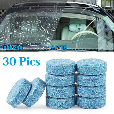 HSR 30pcs/1set Car Windshield Glass Cleaner Car Solid Tablets Wiper Fine Wiper Auto Window Cleaning Car Accessories Tablet Concentrate Vehicle Glass Cleaner(30 g)