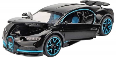 KTRS 1:32 Scale Model Alloy Metal Bugatti Chiron Sports Car Model with Light and Sound Open Doors Pull Toy (Color May Vary)(Multicolor)