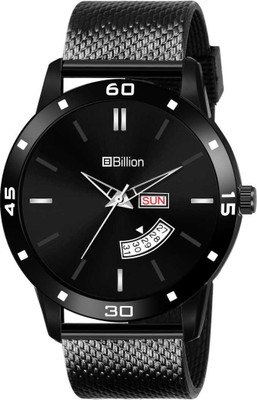 Billion Dial Black Mesh Strap Day & Date Functioning Water-Resistant Quartz Men Analog Watch  - For Men