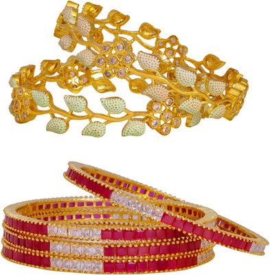 Manikya Copper Gold-plated Bangle Set(Pack of 2)