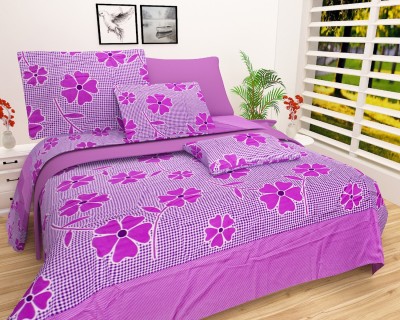TOORSKY 144 TC Microfiber Double Floral Flat Bedsheet(Pack of 1, Purple)