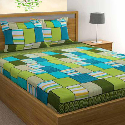 Home Readiness 140 TC Polycotton Double Printed Flat Bedsheet(Pack of 1, Multicolor)