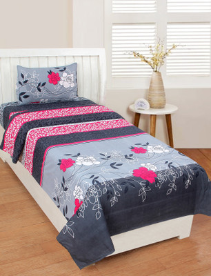 MANISHPANDEY 144 TC Microfiber Single Abstract Flat Bedsheet(Pack of 1, Grey)