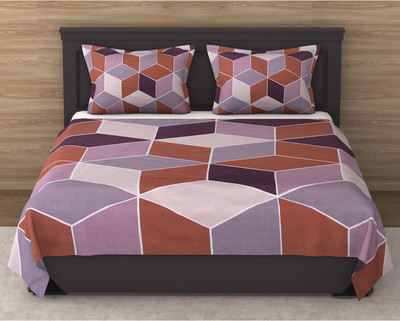 Flipkart SmartBuy 144 TC Microfiber Double Geometric Flat Bedsheet(Pack of 1, Brown)