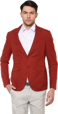Celio Solid Single Breasted Casual Men Blazer(Red)