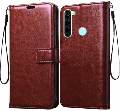 Tingtong Flip Cover for Xiaomi Mi Redmi Note 8(Brown, Cases with Holder, Pack of: 1)