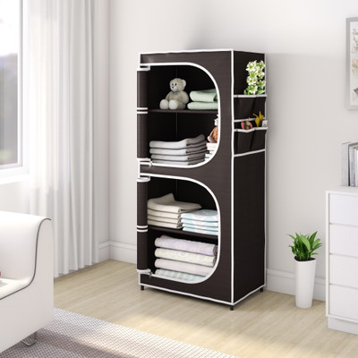 Flipkart Perfect Homes Studio 2 Door 4 Shelf PP Collapsible Wardrobe(Finish Color - Chocolate Brown)