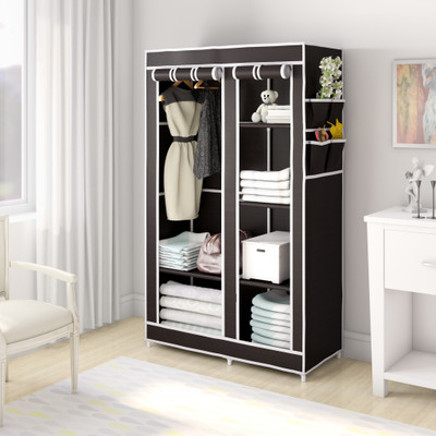 Flipkart Perfect Homes Studio 2 Door 6 Shelf PP Collapsible Wardrobe(Finish Color - Chocolate Brown)