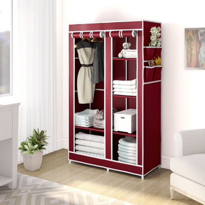 Flipkart Perfect Homes Studio 2 Door 6 Shelf PP Collapsible Wardrobe(Finish Color - Maroon)